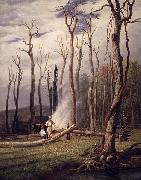 unknow artist Spring--Burning Trees in a Girdled Clearing, Western Scene china oil painting artist